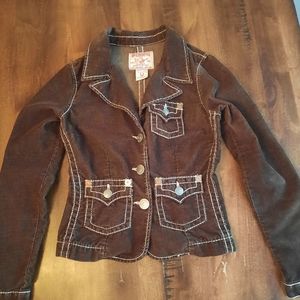 True Religion Brown Corduroy Blazer Jacket Womens Size Medium